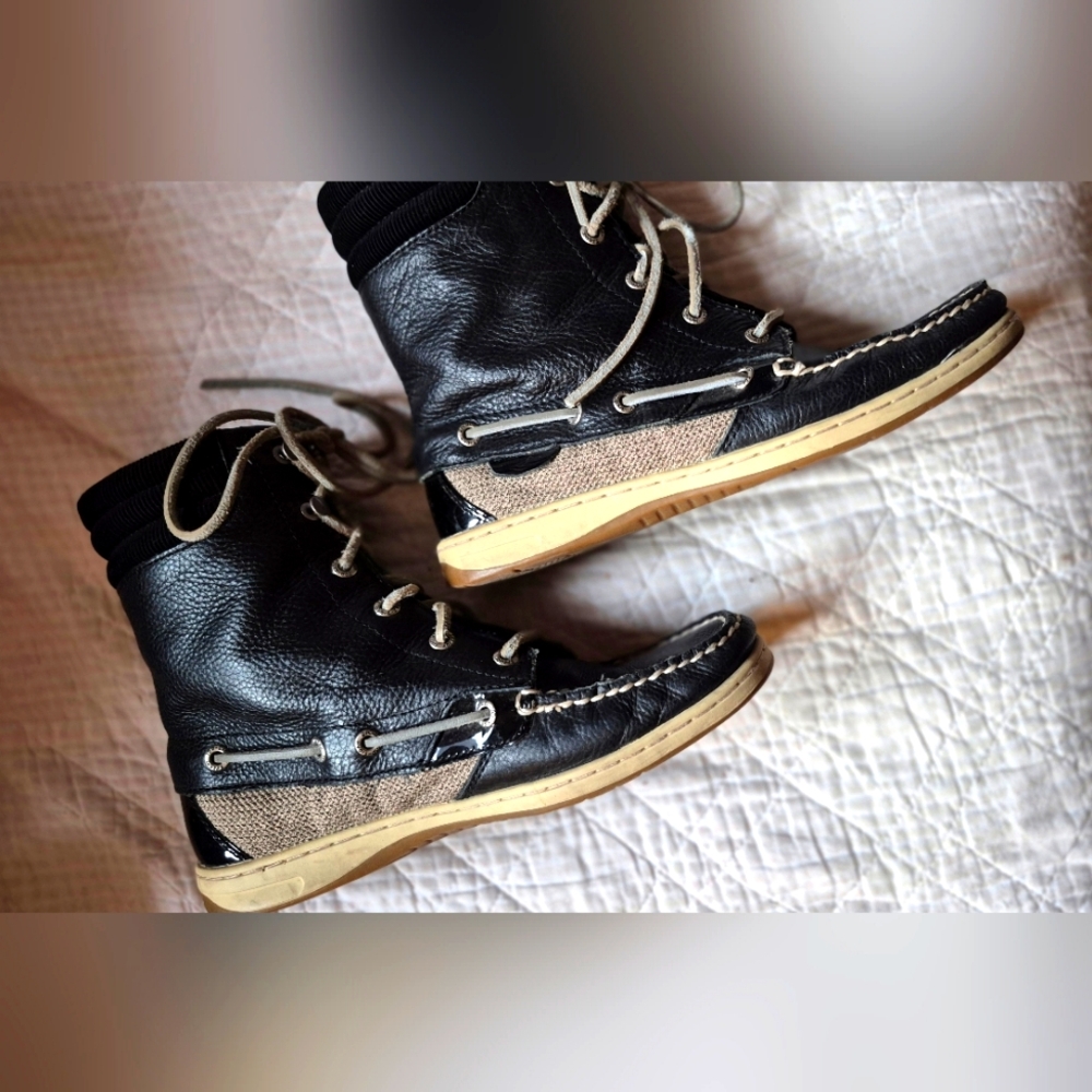 Black Leather Sperry Boots